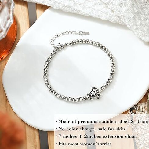 Turtle Bracelet for Women Metal Turtle Beaded Bracelets Life’s A Travel Bracelet Minimalist Animal Jewelry in Saudi Arabia