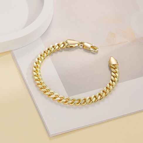 ERIN MARIE Gold Bracelets For Women Men 14K Gold Bracelets For Women Sturdy Link Chain Bracelet Stack Women’s Men’s Bracelet With Gifts Box 6.5'' 7'' 7.5'' 8'' 9'' in Saudi Arabia