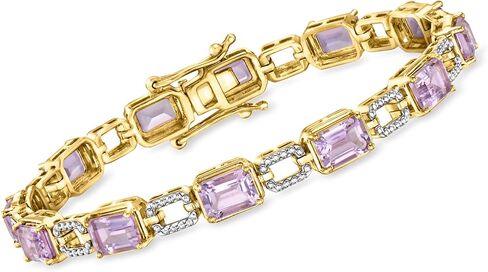 Ross-Simons 9.50 ct. t.w. Amethyst Link Bracelet in Sterling Silver and 18kt Gold Over Sterling in Kuwait