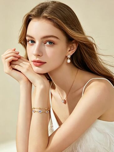 Midari 18K Gold Birthstone Bracelet/Anklet 18K Gold Plated Bracele/Anklet with 12 Months Birthstone Birthday Jewelry Gifts for Women in Saudi Arabia