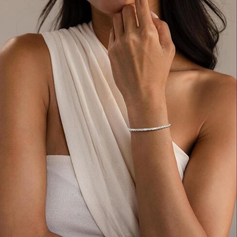 S925 Sterling Silver Bracelet for Women - 2.5mm S925 Sterling Silver Rope Chain Bracelet Handmade Jewelry Silver Bracelet for Women 6.5/7/7.5/8 Inch in Saudi Arabia