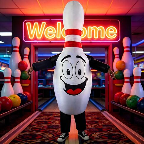 Inflatable Bowling Costume Mascot Blow up Suit for Adults Fun Valentines Christmas Halloween Party Cosplay Fancy Dress in Saudi Arabia