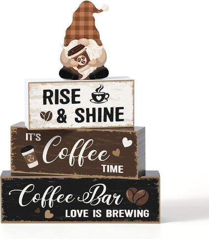 Blosssound 4 Pcs Father's Day Table Decorations Centerpieces Happy Father's Day Wooden Signs Retro Blue White Gnome Block Dad Appreciation Gifts Grandfather Birthday Party Supplies for Shelf Mantel in Kuwait
