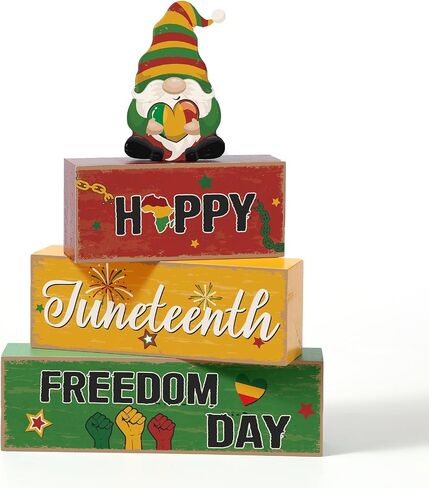 Blosssound 4 Pcs Father's Day Table Decorations Centerpieces Happy Father's Day Wooden Signs Retro Blue White Gnome Block Dad Appreciation Gifts Grandfather Birthday Party Supplies for Shelf Mantel in Kuwait