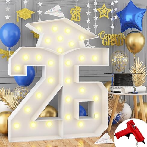 4.5FT 2026 Graduation Decorations, Large 26 Light Up Numbers Graduation Cap with Lights, White Mosaics Marquee 26 Numbers Kit for Class of 2026 High School College Graduation Grad Party Decorations in Saudi Arabia