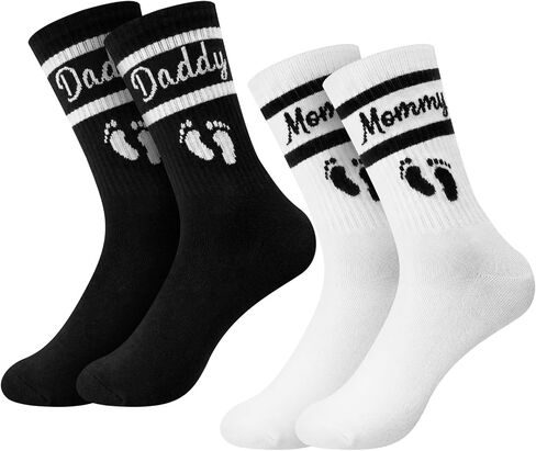 Shihanee 2 Pairs New Parents Gift for Dad Mom Funny New Mommy Daddy Socks Soon to Be Parents Pregnancy Gift for Couples in Kuwait