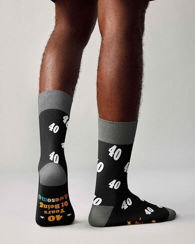 Jeasona 40th Birthday Gifts for Men Birth in 1986 Funny Crew Cotton Birthday Socks, 40 Year Old Birthday Gifts 1986 Men, Size 7-13 Black in Saudi Arabia