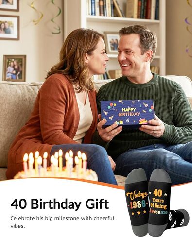 Jeasona 40th Birthday Gifts for Men Birth in 1986 Funny Crew Cotton Birthday Socks, 40 Year Old Birthday Gifts 1986 Men, Size 7-13 Black in Saudi Arabia
