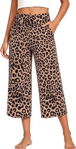 ZORBA Plus Size Casual Yoga Capri Pants for Women High Waist Wide Leg Capris with Pockets Workout Lounge Cropped Pants in Saudi Arabia
