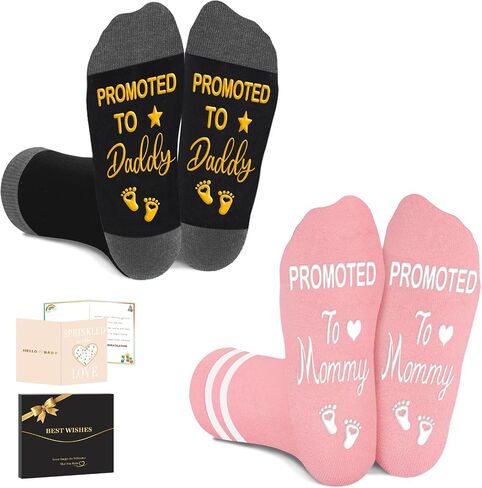 Juesly New Parents Gifts for Couples, Gender Reveal Gifts for Mommy and Daddy to be, Socks Set Includes Two Pairs of Socks in Saudi Arabia