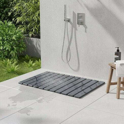 Stone Bath Mat | Foldable Diatomaceous Earth Bath Mat | Marble Print Shower Mat | Super Absorbent Diatomite | Quick Dry | Non-Slip | Bathroom Floor Mat | Easy to Clean | Compact to Store | Mold Free in Kuwait