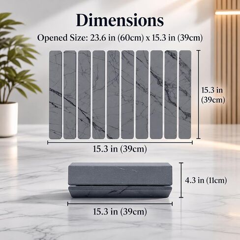 Stone Bath Mat | Foldable Diatomaceous Earth Bath Mat | Marble Print Shower Mat | Super Absorbent Diatomite | Quick Dry | Non-Slip | Bathroom Floor Mat | Easy to Clean | Compact to Store | Mold Free in Kuwait