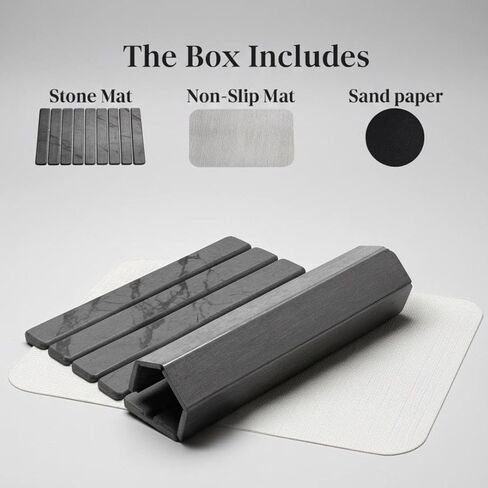 Stone Bath Mat | Foldable Diatomaceous Earth Bath Mat | Marble Print Shower Mat | Super Absorbent Diatomite | Quick Dry | Non-Slip | Bathroom Floor Mat | Easy to Clean | Compact to Store | Mold Free in Kuwait