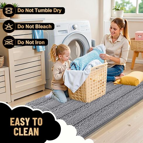 OLANLY Thick Bathroom Rugs Sets 3 Piece, Absorbent Chenille Striped Bath Mats and U-Shaped Contour Toilet Rug, Home Decor Accessories, Bath Mat Set for Bathroom (30"x20"+24"x16"+24"x20", Grey) in Saudi Arabia