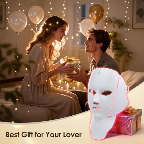 قناع العلاج بالضوء الأحمر للوجه، 7 أوضاع مخصصة مع الأشعة تحت الحمراء، قناع الوجه LED اللاسلكي وقناع الرقبة، USB C محمول قابل لإعادة الشحن للاستخدام المنزلي والسفر واليوجا in Kuwait