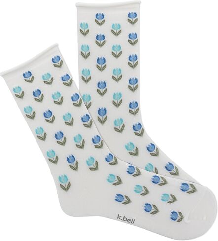 K. Bell women's Fun Roll Top Crew Socks - 1 Pairs - Comfortable & Cute Fashion Gifts in Kuwait