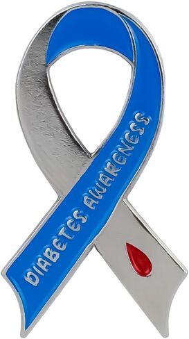 Diabetes Awareness Blue Ribbon Enamel Pin, Diabetes Support Pin Brooch, Blue Medical Support Brooch Badge, Chronic Illness Awareness Lapel Badges, Health Advocacy Gift, Medical Ribbon Jewelry Accessory in Kuwait