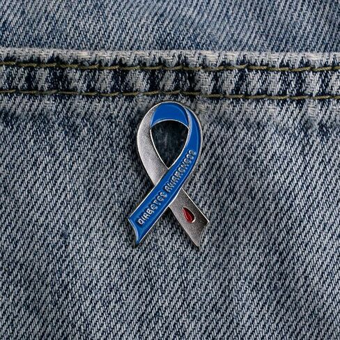 Diabetes Awareness Blue Ribbon Enamel Pin, Diabetes Support Pin Brooch, Blue Medical Support Brooch Badge, Chronic Illness Awareness Lapel Badges, Health Advocacy Gift, Medical Ribbon Jewelry Accessory in Kuwait