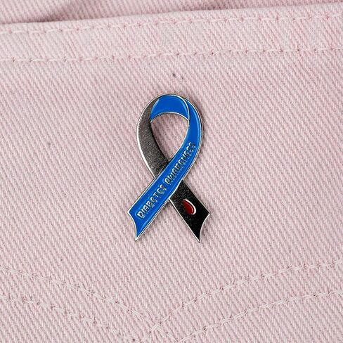 Diabetes Awareness Blue Ribbon Enamel Pin, Diabetes Support Pin Brooch, Blue Medical Support Brooch Badge, Chronic Illness Awareness Lapel Badges, Health Advocacy Gift, Medical Ribbon Jewelry Accessory in Kuwait