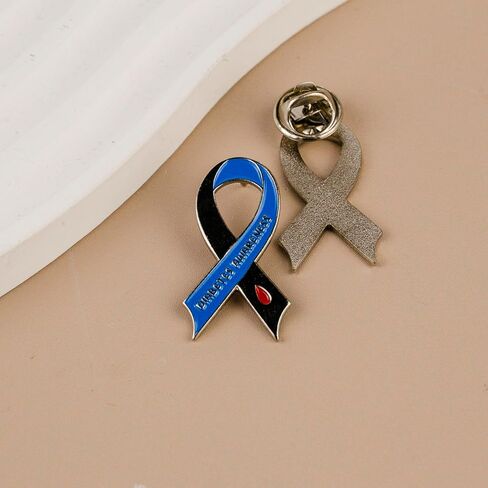 Diabetes Awareness Blue Ribbon Enamel Pin, Diabetes Support Pin Brooch, Blue Medical Support Brooch Badge, Chronic Illness Awareness Lapel Badges, Health Advocacy Gift, Medical Ribbon Jewelry Accessory in Kuwait