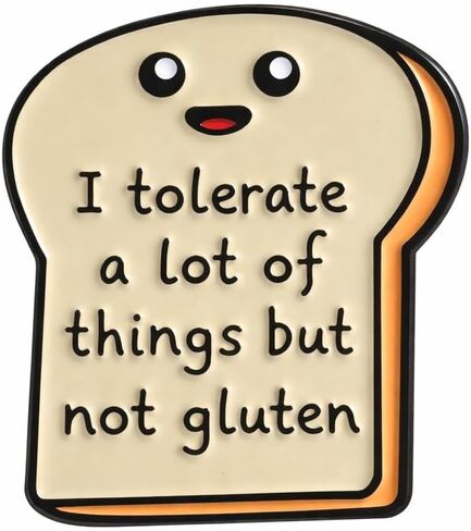 Funny Toast Enamel Pin - Gluten Free Pins Brooch for Backpacks, Jackets, Hats "I Tolerate A Lot But Not Gluten ". Cartoon Bread Shape Brooches Gift for Friends and Family in Saudi Arabia