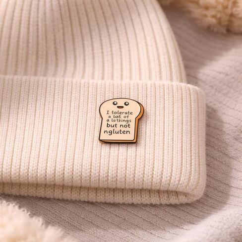 Funny Toast Enamel Pin - Gluten Free Pins Brooch for Backpacks, Jackets, Hats "I Tolerate A Lot But Not Gluten ". Cartoon Bread Shape Brooches Gift for Friends and Family in Saudi Arabia