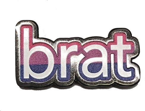 Brat Enamel Pin in Bisexual Pride Flag Colors Bi and Bratty Flirty Lapel Pin in Kuwait