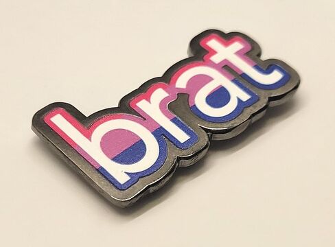 Brat Enamel Pin in Bisexual Pride Flag Colors Bi and Bratty Flirty Lapel Pin in Kuwait