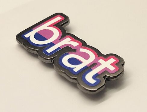 Brat Enamel Pin in Bisexual Pride Flag Colors Bi and Bratty Flirty Lapel Pin in Kuwait