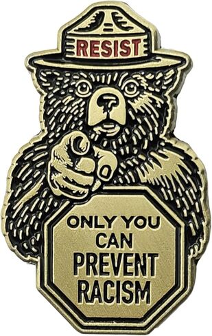 RESIST Smokey Bear Enamel Pin, Only You Can Prevent Racism Antifa Activism Brooch, Hat Pin in Saudi Arabia