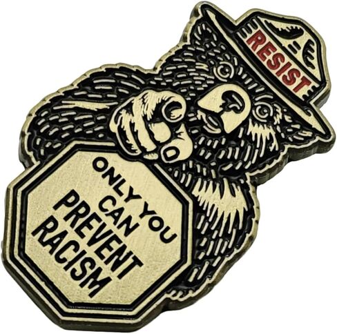 RESIST Smokey Bear Enamel Pin, Only You Can Prevent Racism Antifa Activism Brooch, Hat Pin in Saudi Arabia