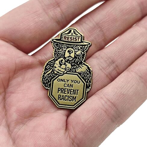 RESIST Smokey Bear Enamel Pin, Only You Can Prevent Racism Antifa Activism Brooch, Hat Pin in Saudi Arabia