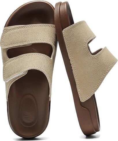 KINIKO Women's Summer Sandals - Adjustable Double Strap with Arch Support | Memory Foam Footbed & Non-Slip Sole | Lightweight Suede-Look for Beach, Outdoor, Party in Saudi Arabia