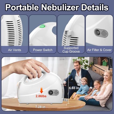 Nebulizer Machine for Adults & Kids，Desktop Compressor with Nebulizer Mask,Mouthpiece and Tubing for Home Use in Saudi Arabia