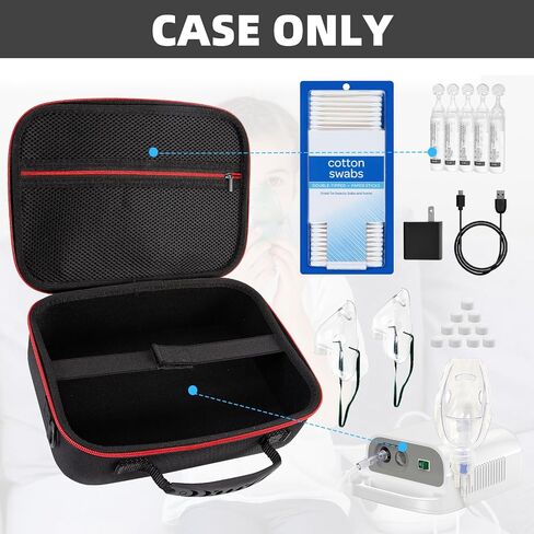 Nebulizer Bag for Smart Nebulizer,Portable Hard Case,Desktop Inhaler Nebulizer for Home Travel Use, Medicine Storage Bag for Inhaler Spacer, Masks, Asthma Accessories for Kids and Adults,Red in Saudi Arabia