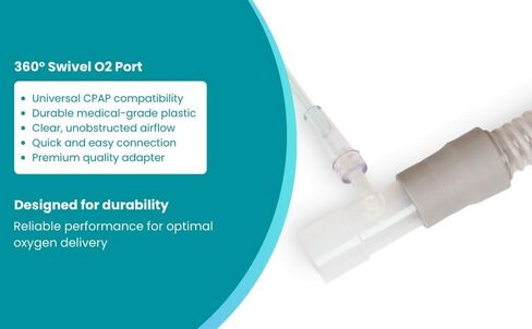 4-Pack LifeSource Oxygen Enrichment Adapter – Medical Grade Universal CPAP Tube Connector for Heated & Non-Heated Tubing, Oxygen Port Connector Compatible with Standard CPAP Hoses in Saudi Arabia