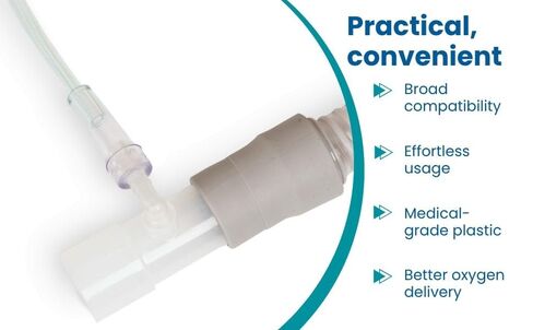 4-Pack LifeSource Oxygen Enrichment Adapter – Medical Grade Universal CPAP Tube Connector for Heated & Non-Heated Tubing, Oxygen Port Connector Compatible with Standard CPAP Hoses in Saudi Arabia