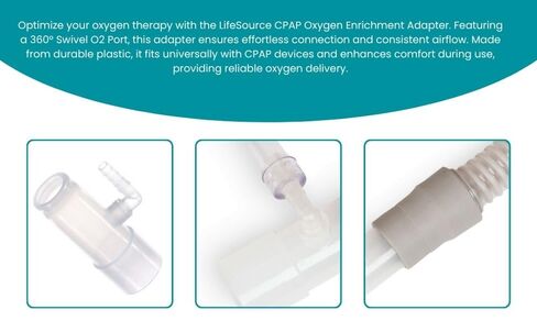 4-Pack LifeSource Oxygen Enrichment Adapter – Medical Grade Universal CPAP Tube Connector for Heated & Non-Heated Tubing, Oxygen Port Connector Compatible with Standard CPAP Hoses in Saudi Arabia