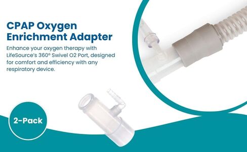 4-Pack LifeSource Oxygen Enrichment Adapter – Medical Grade Universal CPAP Tube Connector for Heated & Non-Heated Tubing, Oxygen Port Connector Compatible with Standard CPAP Hoses in Saudi Arabia