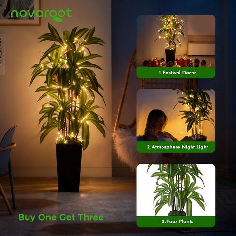 شجرة Dracaena الاصطناعية بطول 5 أقدام، نباتات وهمية مع زارع أسود طويل القامة - شجرة وهمية طويلة نباتات صناعية للأرضيات الداخلية مع طحالب - نباتات صناعية داخلية للمكتب وغرفة المعيشة وديكور المنزل in Kuwait