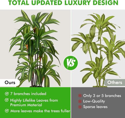 شجرة Dracaena الاصطناعية بطول 5 أقدام، نباتات وهمية مع زارع أسود طويل القامة - شجرة وهمية طويلة نباتات صناعية للأرضيات الداخلية مع طحالب - نباتات صناعية داخلية للمكتب وغرفة المعيشة وديكور المنزل in Kuwait