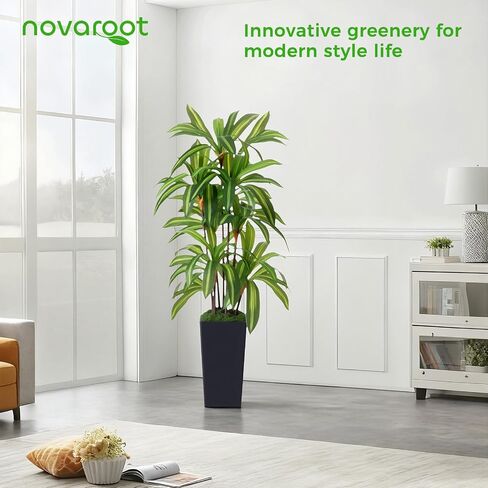 شجرة Dracaena الاصطناعية بطول 5 أقدام، نباتات وهمية مع زارع أسود طويل القامة - شجرة وهمية طويلة نباتات صناعية للأرضيات الداخلية مع طحالب - نباتات صناعية داخلية للمكتب وغرفة المعيشة وديكور المنزل in Kuwait