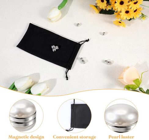 Thinp Bridal Veil Weights for Wedding Veil, 12 Pairs Magnetic Pearl Veil Weights for Securing Long Veils Outdoor Wedding Must Haves Bachelorette Party Accessories Gifts for Brides (White) in Saudi Arabia
