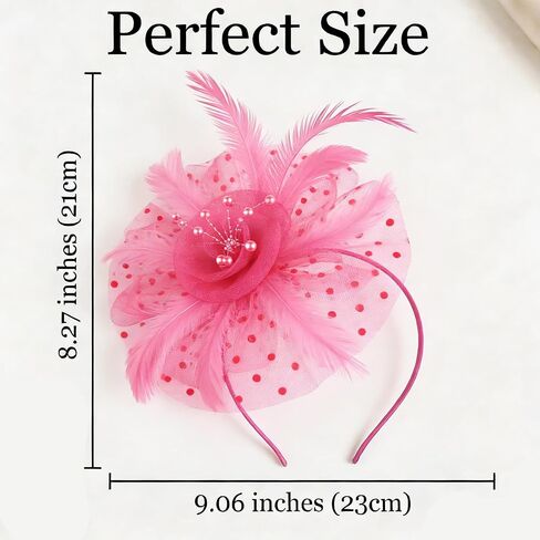 Fascinator Headband - Vintage Tea Party Hat with Feathers & Mesh for Women Derby Hats Wedding Flower Feathers Hair Clip in Saudi Arabia