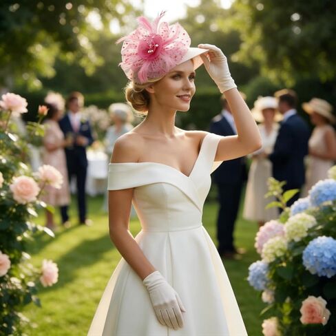 Fascinator Headband - Vintage Tea Party Hat with Feathers & Mesh for Women Derby Hats Wedding Flower Feathers Hair Clip in Saudi Arabia