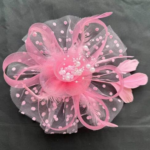 Fascinator Headband - Vintage Tea Party Hat with Feathers & Mesh for Women Derby Hats Wedding Flower Feathers Hair Clip in Saudi Arabia