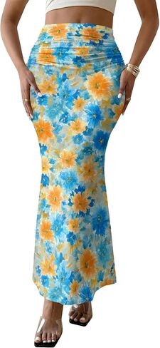 Maxi Skirt for Women High Waisted Boho Floral Long Skirts A-Line Summer Beach Outfits in Saudi Arabia