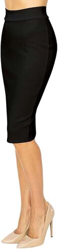 Women's Elastic High Waist Knee Length Stretch Bodycon Midi Pencil Skirt in Saudi Arabia