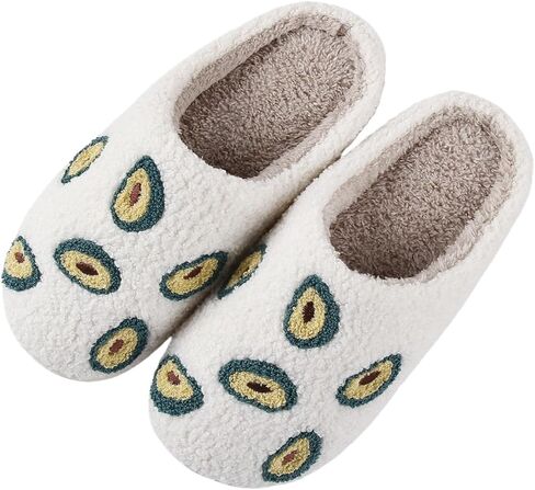 Womens House Fruit Slippers For Bedroom Elastic Comfy Retro Memory Foam Fuzzy Soft Plush Anti-Skid Sole Lined Winter Wool Warm Indoor Outdoor Home Mens Slip-On Flower Shoes in Saudi Arabia