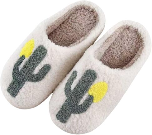 Womens House Fruit Slippers For Bedroom Elastic Comfy Retro Memory Foam Fuzzy Soft Plush Anti-Skid Sole Lined Winter Wool Warm Indoor Outdoor Home Mens Slip-On Flower Shoes in Kuwait